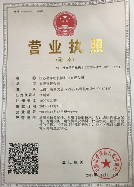 China Jiangsu Lebron Machinery Technology Co., Ltd. Zertifizierungen